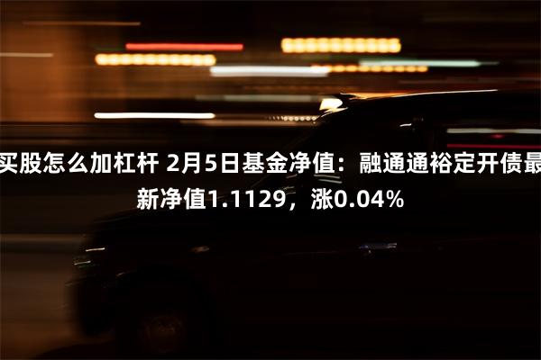 买股怎么加杠杆 2月5日基金净值：融通通裕定开债最新净值1.1129，涨0.04%